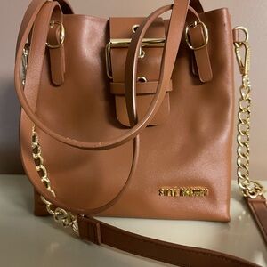 Steve Madden Brown Shoulder Bag with Gold Accents